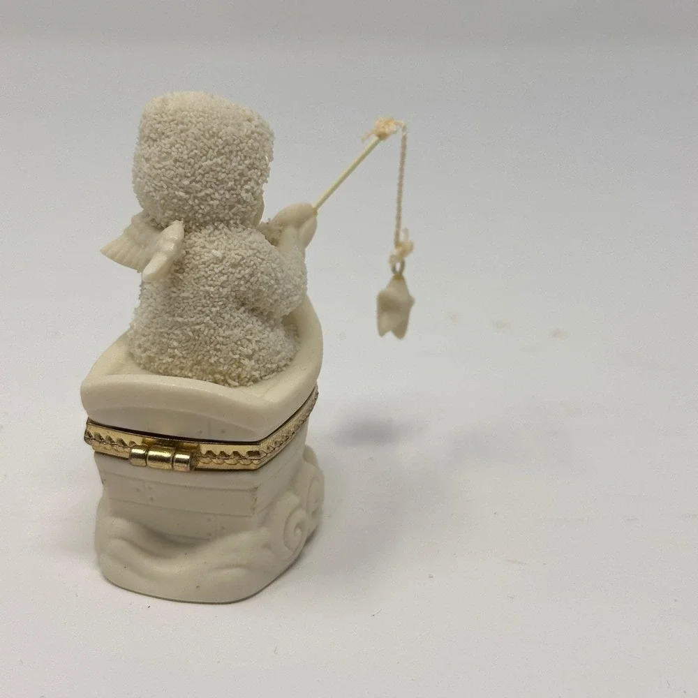 Dept 56 Snowbabies Rock-a-Bye Baby Bisque Porcelain Hinged Trinket Box Christmas